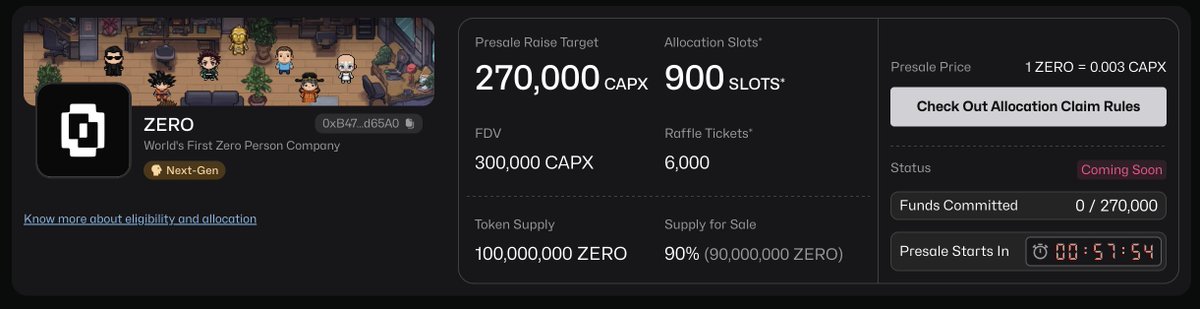 Presale goes live in 57mins on the AI Capital Markets of Capx

app.capx.ai