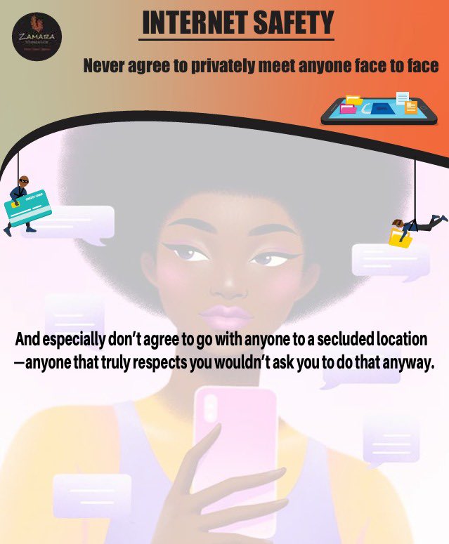 machukicloudier's tweet image. Never ever agree to go with anyone to a secluded location or privately meet anyone face to face .@Zamara_fdn #ZamaraVoices #EndDigitalViolence