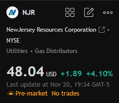dejamishe's tweet photo. Stock Recommendation Today:

$NJR

This stock has experienced several fluctuations over the past few months, generally trading within a range. Recently, the price surged on the last trading day, successfully breaking through the upper limit of the $48 range, accompanied by a significant increase in trading volume, indicating a strong short-term bullish trend.