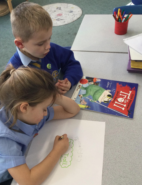 The year two children in English have been learnt about adjectives. They looked at characters in our favourite stories and described what they look like using adjectives.