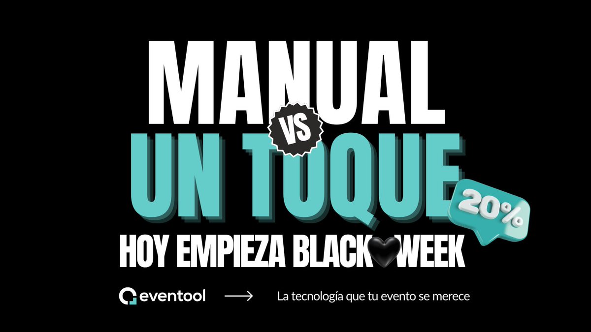 Manual vs. un toque.
🖤Hoy empieza Black Week (−20%).🖤
Activa tu código y gana horas: eventool.com/web/blackweek/…
#Eventos #Productividad