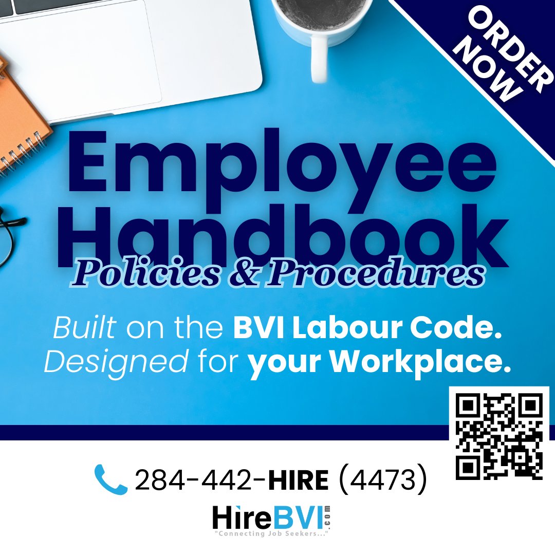 HireBvi's tweet image. Built on the BVI Labour Code. Designed for your workplace.

HireBVI’s Employee Handbook can be customized to fit your company’s policies, culture &amp;amp; brand.

Order now! 📞 284-442-HIRE | 📧 info@hirebvi.com

#HireBVI #BVIJobs #Business #Workforce #BVILove