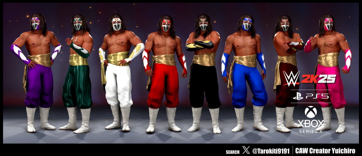 Tarokiti9191's tweet photo. 【WWE2K25】
ハヤブサ 新カラー追加🔥
ブラック⬛ パープル🟪 ピンク💗

年内、ハヤブサ全8カラー公開予定！

上の🔔マークから
ぜひ通知オンお願いします✨

皆さんの“ハヤブサの思い出”は？
コメ欄に是非🎶PVになるかも🎥
#ハヤブサ  #WWE2K25 https://t.co/piOaqnAsRh