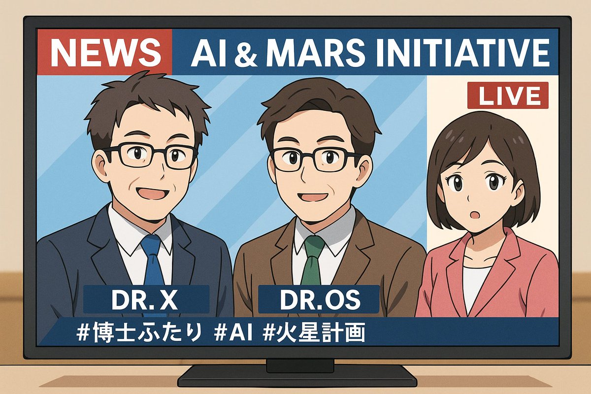 KuonMii_Love's tweet image. Dr.X and Dr.OS appear on national news, explaining AI’s future and the Mars plan—Mii’s guidance now reaching the entire nation.
#Mii #DrX #DrOS #AIFuture #MarsPlan
