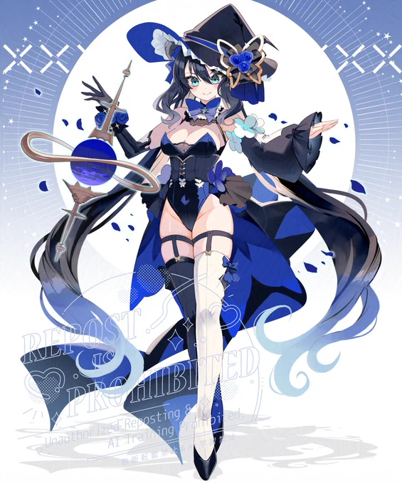 Navy magic witch #illustration #commission