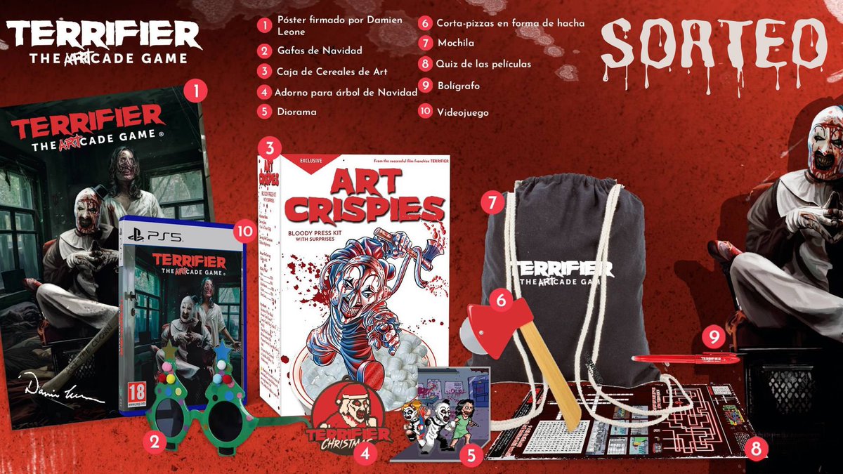 QuidVacuo's tweet image. ¡SORTEAZO! De la mano de Selecta Play vamos a sortear un kit limitado de ‘TERRIFIER THE ARTCADE GAME’ 

Solo debes: 

- Seguirme y seguir a @SelectaPlay 
- Compartir
- Comentar con el hashtag #TerrifierGame con que amigo harías maratón 

Tenéis hasta el Miércoles. Solo 🇪🇸