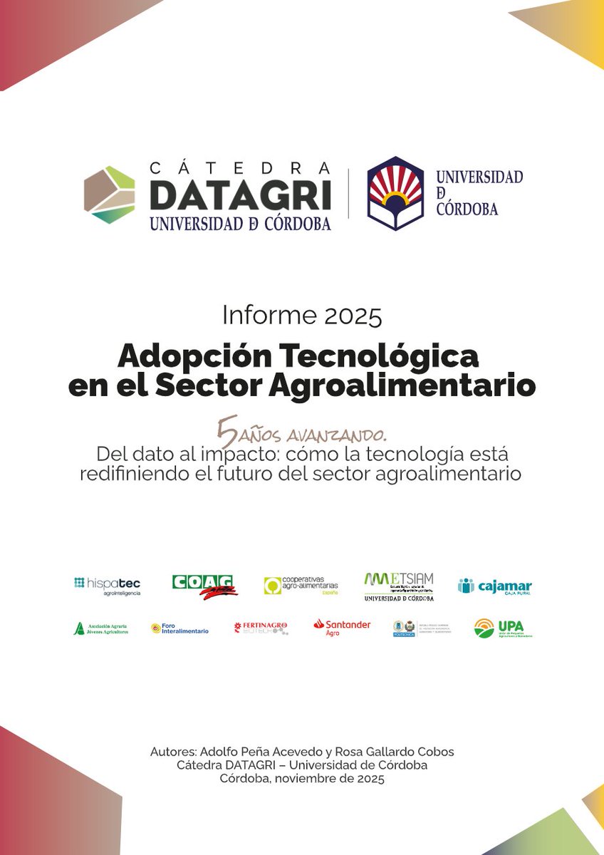 ForoDatAgri's tweet image. #DATAGRI2025 📝📲 El Informe de la Cátedra DATAGRI 2025, realizado por la Universidad de Córdoba, arroja datos muy reveladores sobre el impacto del #dato y cómo está avanzando la #digitalización en el sector #agroalimentario

Descarga aquí el informe 👉🏼 datagri.org/informecdatagr…