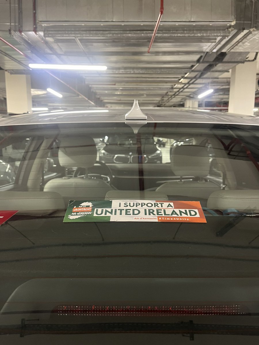 billygarnon's tweet image. New car window sticker here in Dubai. 
Thanks to @SF_Commission and to @LeCheile32 for including the Irish abroad in this conversation. #irishunity