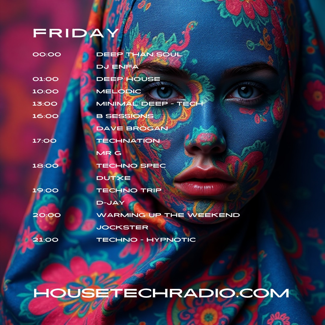 The weekend has officially landed at HTR. Tune in for a day of all things #house and #techno 🎶🎶🎶🎧