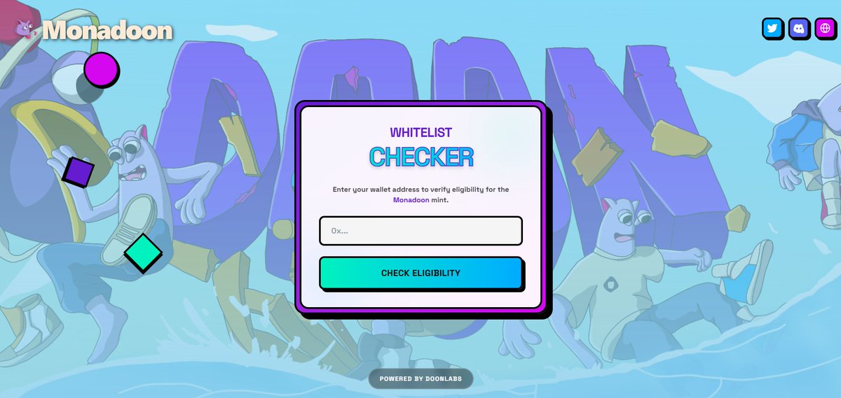 Monadoon Whitelist Checker is LIVE!

➢ checker.monadoon.xyz

No wallet connection, just paste your address and see your status.

If you’re eligible, comment and flex it. 
If not eligible, comment your EVM wallet and tell us why you deserve a spot. This is your last chance. 💜