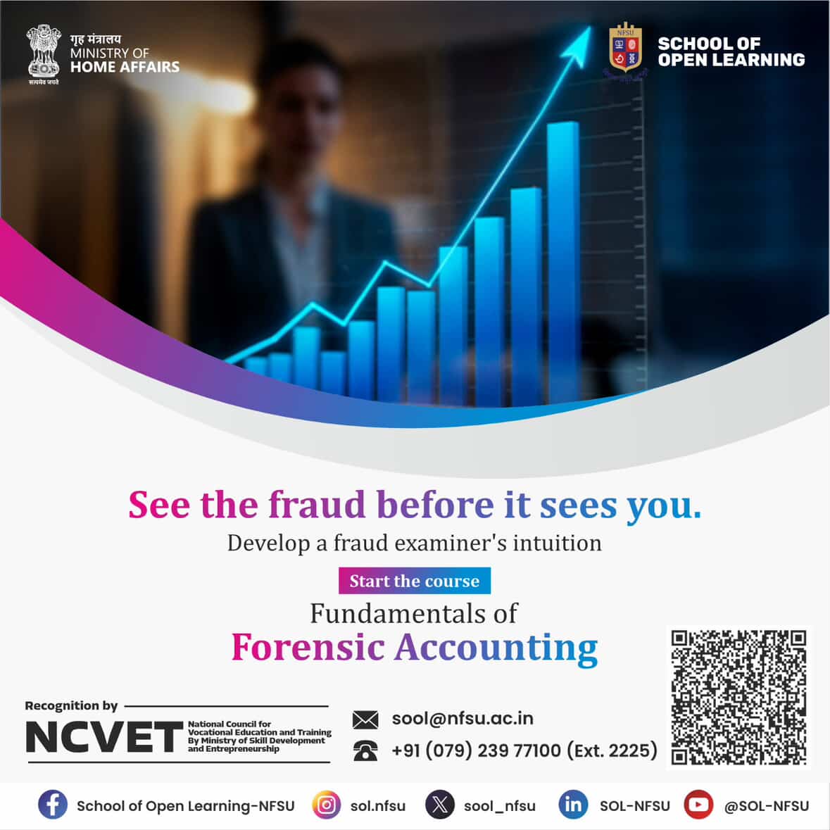 sool_nfsu's tweet image. 🔍Spot financial fraud before it strikes!
📘 Join the Fundamentals of Forensic Accounting by the School of Open Learning (NFSU).
📩 sool@nfsu.ac.in 
☎️ +91 (079) 239 77100 (Ext. 2225)
🎓 Recognized by NCVET
#ForensicAccounting #FraudDetection #FinancialInvestigations #NFSU #NCVET