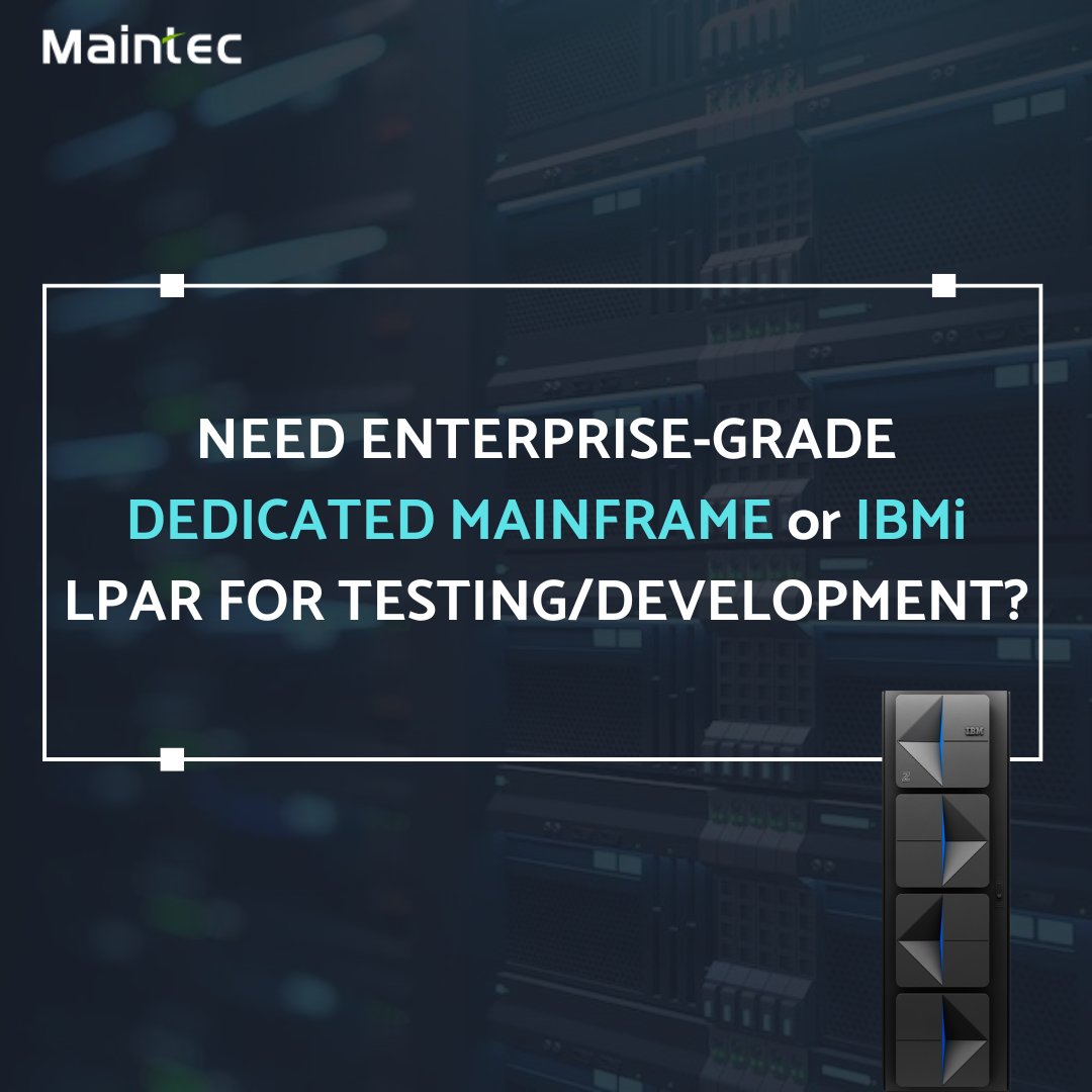 Maintec_Tech's tweet image. Secure, dedicated LPARs designed for Independent Software Vendors to develop, test, and deploy their solutions faster, with enterprise-grade reliability and round-the-clock availability.  lnkd.in/gKihTcuV
#lpar #lparhosting #dedicatedlpar #lparaccess #mainframeenvironment