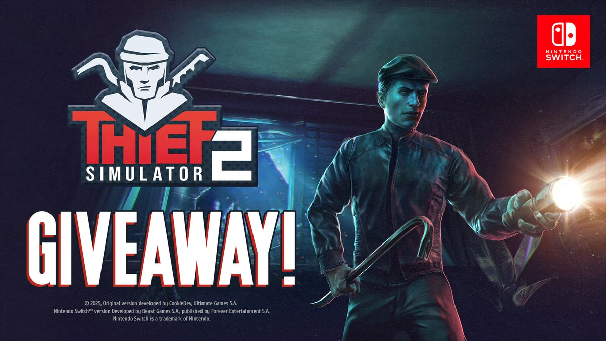 Thief Simulator 2 launches on Nintendo Switch on November 27!

🎁 GIVEAWAY ALERT! 🎁
Win a copy of Thief Simulator 2 on Nintendo Switch!
👉 To enter:
1. Like and share this post
2. Follow <a href="/ForeverEntert/">Forever Entertainment S.A.</a> and <a href="/FE_IndieGames/">Forever Entertainment Indie Games</a>
3. Quick poll: Night mission vibes or daytime heist