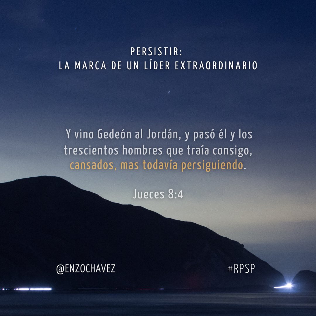 Jueces 8
La diferencia entre un sueño y un logro es una sola palabra: perseverancia. No te rindas. Dios fortalece a los que siguen, aun con pasos cansados. El liderazgo se demuestra en los días difíciles, no en los fáciles. Mantén la meta a la vista y avanza. ¡Resiste!.
#rpsp