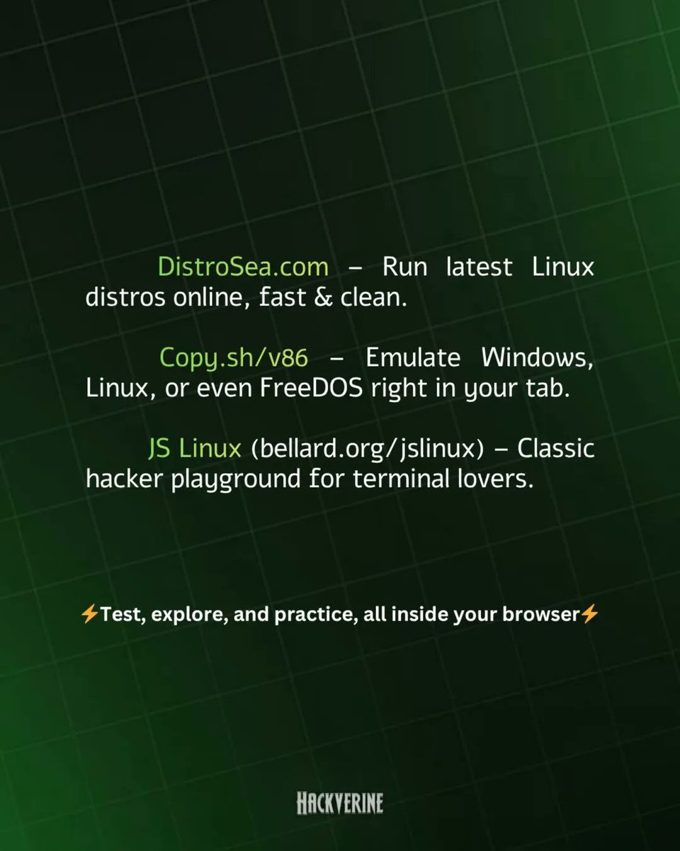 Mrhackerloi's tweet image. -3 websites you must try Spin up online VMs, practice real exploits, arnd learn ina safe lab: TryHackMe, Hack The Box, VulnHub. No excuses - virtual 0S, real skills. Follow Ghackverine for walkthroughs, labs, and pro tips. Tags:- #hacker #hacking #hackers #cybersecurity #hack