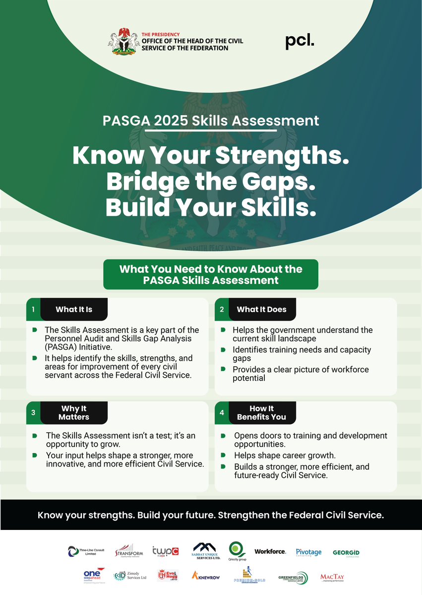 stransformltd's tweet image. The Skills Assessment in PASGA isn’t just a technical step — it’s a strategic move for a future-ready Civil Service.
                                                                                                               #PASGA2025 #ProjectPhoenix