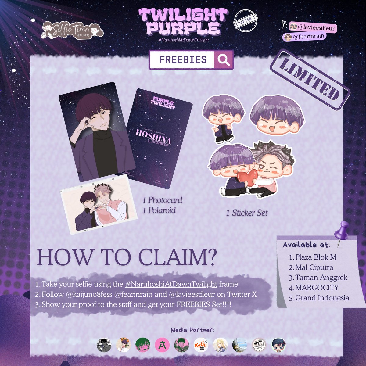 anfess_'s tweet image. ✨ IT'S🩷NARUHOSHI💜DAY!

Join CHAPTER 1 Frame:

[ PURPLE TWILIGHT — Hoshina Soshiro ]

📅 21–27 Nov 2025

📍 @selfietimeid

Event &amp;amp; art by @Lavieestfleur @fearinrain

📸Capture your moment, embrace the dawn–twilight 🌙, &amp;amp; tag

#NaruHoshiAtDawnTwilight #KaijuNo8 #RayakanHobimu