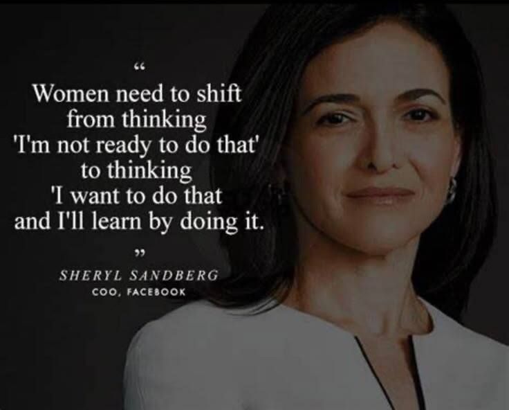 WTFC7's tweet image. ✨ Stop waiting. Start doing. ✨  
Sheryl Sandberg reminds us that readiness is a mindset, not a prerequisite.  
Say yes to growth. Say yes to learning. Say yes to you. 💪  

#LeadWithConfidence #WomenEmpowerment #LearnByDoing #GrowthMindset