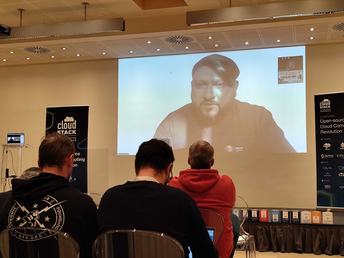 CloudStack's tweet image. Joining us on Zoom: Saurabh Rapatwar, CEO of @StackConsole, with AI Meets #CloudStack.

Showcasing StackAI, an AI assistant that turns natural language into CloudStack actions. It streamlines VM &amp;amp; network setup, reduces support needs and makes CloudStack more intuitive for users.