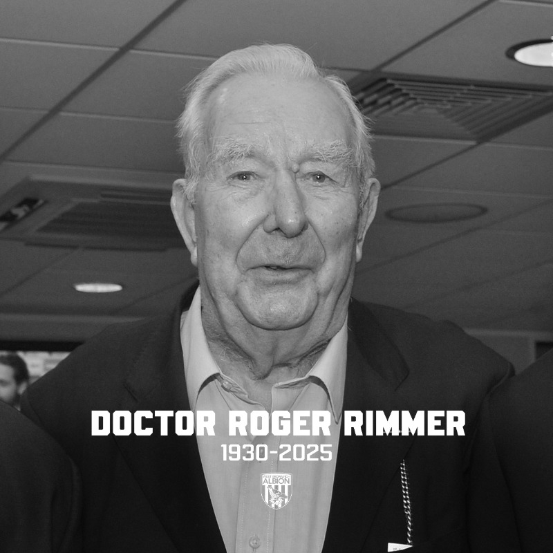 WBA's tweet photo. We are deeply saddened to learn of the loss of Doctor Roger Rimmer, a man whose relationship with the club dated back to 1958. 

He served as Club Doctor for 38 years before heading into retirement, whereupon he became an Honorary Life Member. 💙