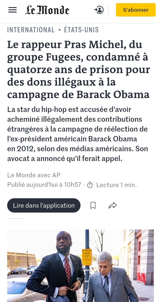 MagLiber3's tweet image. Les chasseurs sont les chassés 😉
⬇️⬇️
DERNIÈRE MINUTE 🔥🔥
Le rappeur Pras Michel, du groupe Fugees, condamné à 14 ans de prison pour des dons illégaux à la campagne de Barack #Obama

La star du hip-hop est accusée d’avoir acheminé illégalement des contributions étrangères à la…