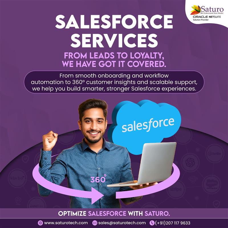saturotech's tweet image. Is your Salesforce running at its full potential? 
We help you turn Salesforce into a growth engine through:

#saturotechnologies #salesforceservices #salesforceconsulting #salesforceexperts #crmplatform #workflowautomation #salesforceimplementation #businessautomation