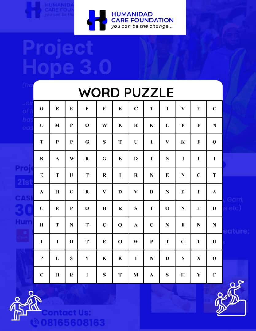 Humanidadcare's tweet image. SOLVE. SHARE. SHOW LOVE ❤️ 

Think you can crack this word puzzle? Put your skills to the test while supporting communities through Project Hope!

Every engagement helps spread awareness. 
Drop your answers below! ⬇️

#Humanidadcares #ProjectHope #HumanidadCareFoundation