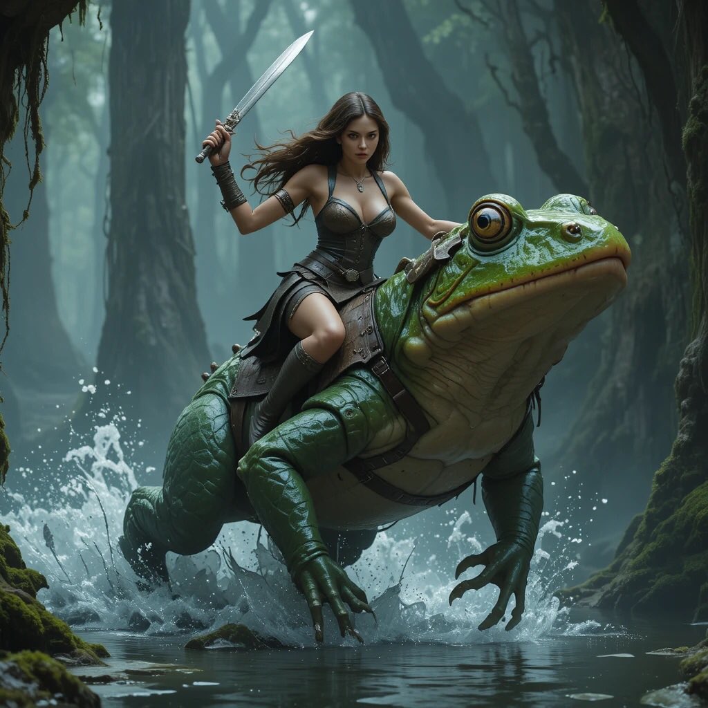 rendar_ai's tweet photo. A fierce warrior and her colossal frog companion dive into danger, adventure, and the misty magic of the swamp together πΈ π‘
Create Unlimited Arts For FREE at https://t.co/u9sADDBJmJ
Unleash your imagination today!
#RendarAl #AlCreativity #DigitalArt #AlDesign #ArtReimagined https://t.co/9kPuriGWVF
