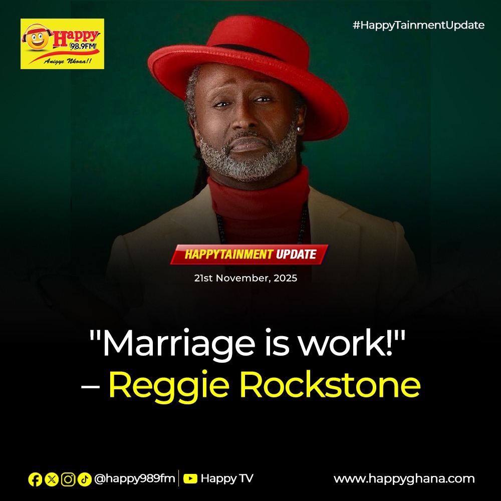 HAPPY989FM's tweet photo. Marriage is work!- Reggie Rockstone
#HappyTainmentUpdate
#Happyfm https://t.co/Q0geLbZ73E