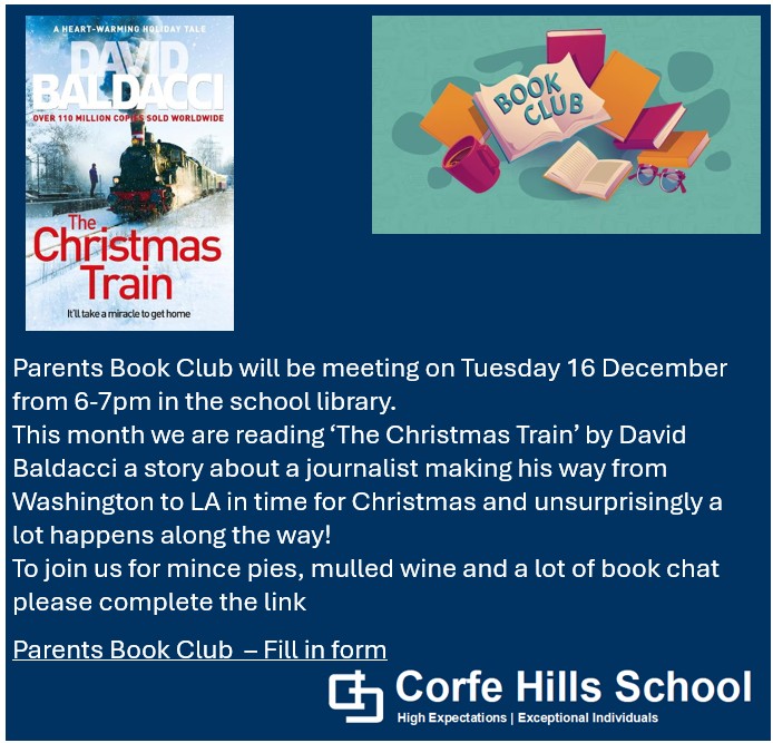 Parents Book Club will be meeting on Tuesday 16 December from 6-7pm in the school library. If you would like to join us, please click on the link below 

forms.office.com/e/1Ujitqihfh