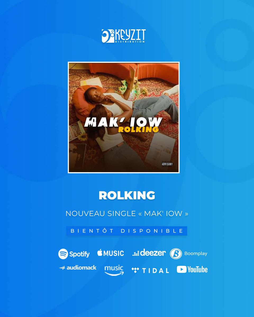 KeyzitSenegal's tweet image. Le nouveau single “Mak&apos; Iow” de Rolking du label Skyproaction sera prochainement disponible sur toutes les plateformes de streaming et de téléchargement légal. 🎵

#Rolking #Makiow #KeyzitDistribution #Keyzit #AfricanMajor