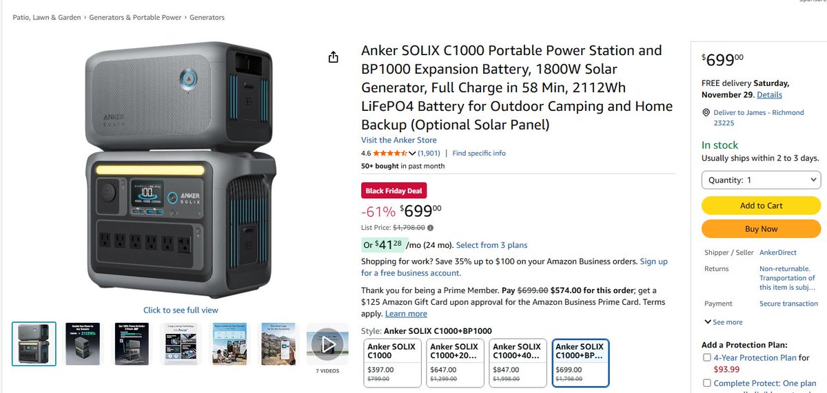 Prepperradio's tweet image. 61% OFF!! HUGE DEAL on Anker 1800 Watt Solar Generator! amzn.to/4r4hBaK #blackfriday #survivalgear @solarpower #solargenerator #prepping