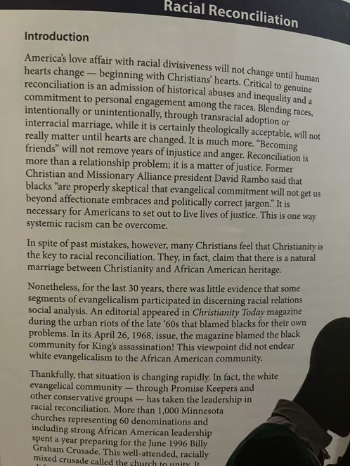 These photos are from a popular Christian homeschool curriculum textbook (Masterclass).

Christians have been propagandized to believe piety is achieved through race mixing, and adopting black children. You’re pretending the reaction isn’t about this heresy. 1/