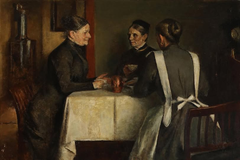 Peter Alfred Schou (Danish painter) 1844 - 1914
Ved Kaffebordet (At the Coffee Table), 1900