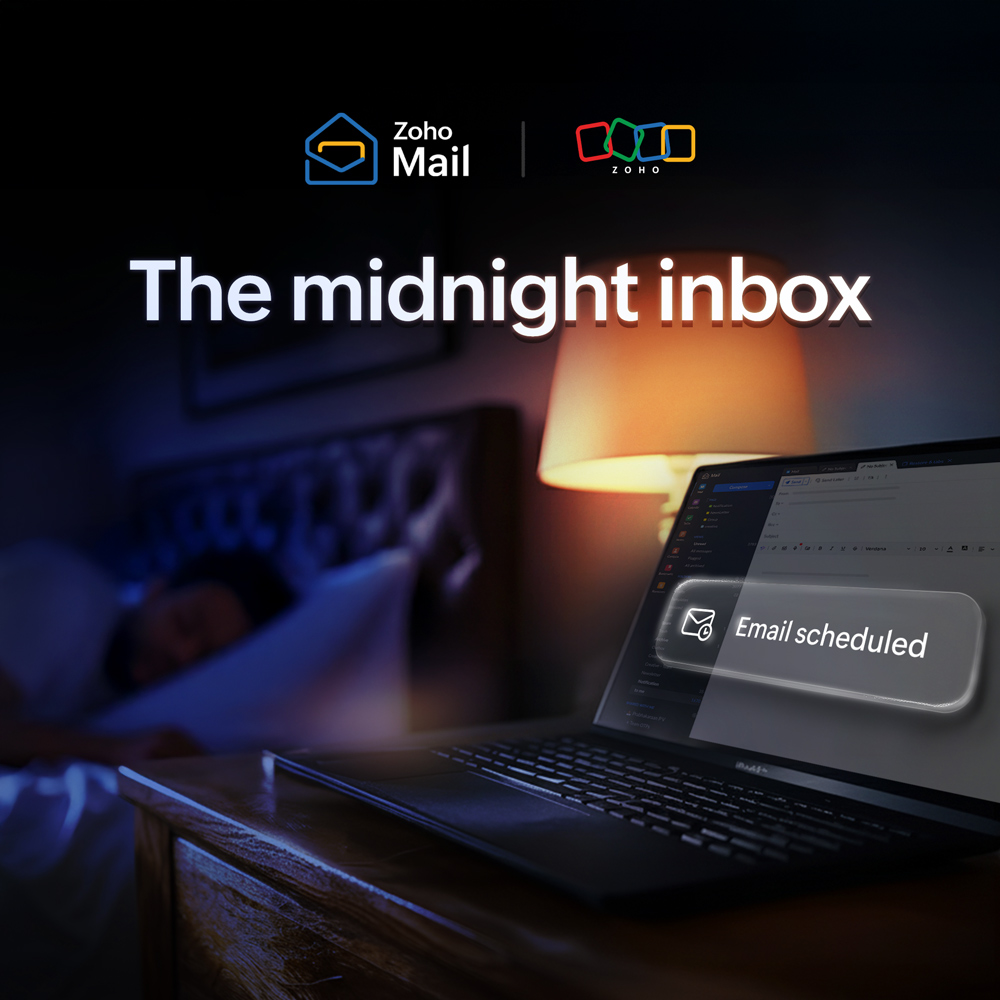 ZohoMail's tweet image. Are you still hitting “send” on client emails at midnight? 😅 Let’s fix that.

Write your updates early and schedule them to land at the right time.
More rest, less stress. 🙌🏼

Learn how → zoho.to/schedule-emails