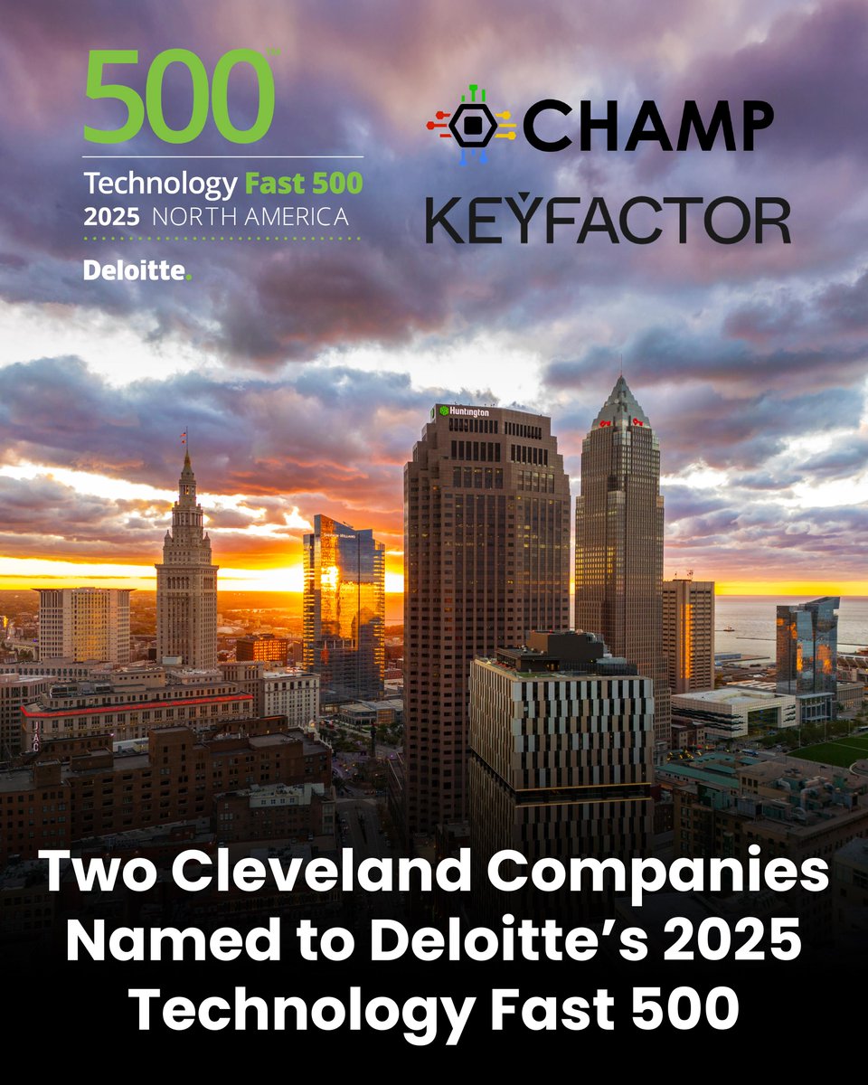 Two Cleveland firms — <a href="/CHAMPtitles/">CHAMP Titles</a> and <a href="/Keyfactor/">Keyfactor</a> — earned spots on the 2025 <a href="/Deloitte/">Deloitte</a> Technology Fast 500™, a ranking of the fastest-growing technology and life sciences companies in North America.

🔗 Learn More: deloitte.com/us/en/Industri…

#GreaterCLE #AllIn <a href="/OhioXOrg/">OhioX</a> <a href="/JobsOhio/">JobsOhio</a>