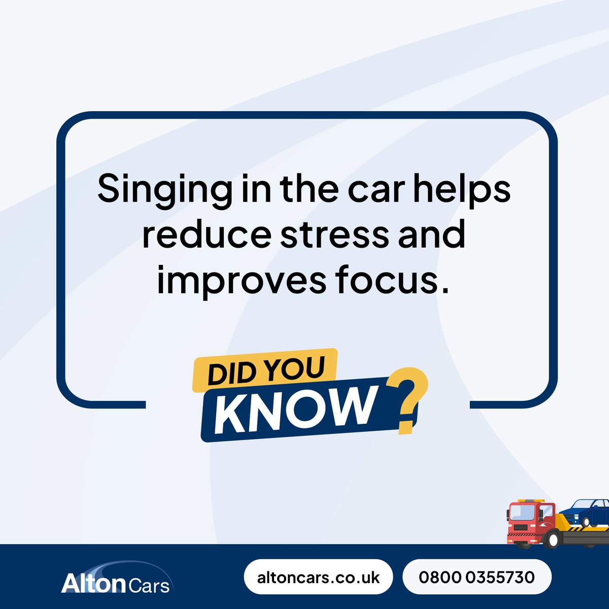 They say singing in the car helps reduce stress.
We say it depends who’s singing.