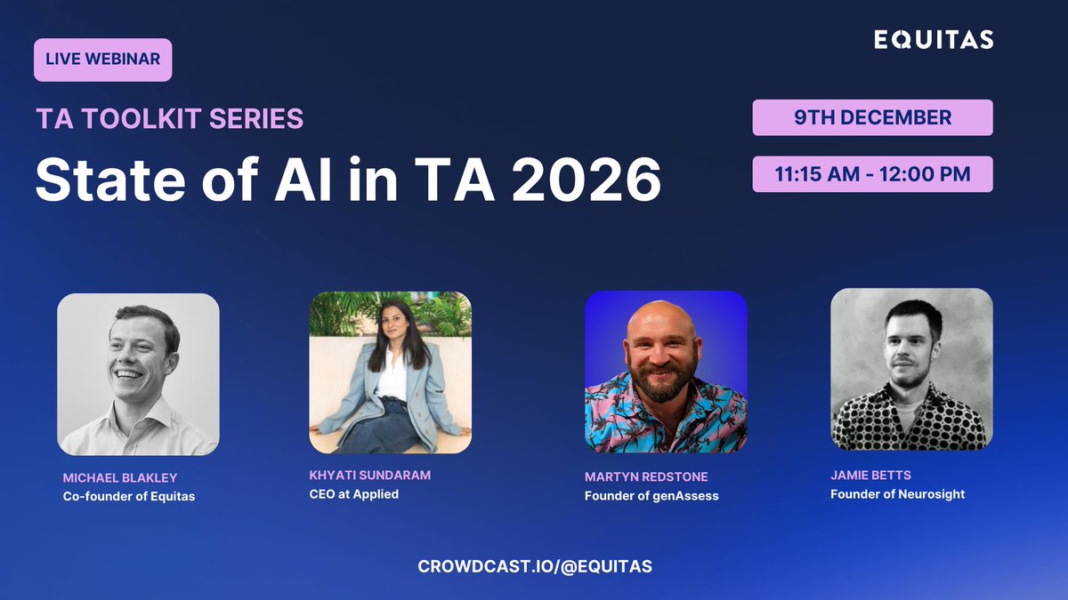 Join our upcoming webinar to find out what this look like for TA and recruitment professionals. Learn from industry experts and gain practical strategies to get a head start on your recruitment goals for 2026.

Save your free spot here ➡️ lnkd.in/eAcEE-dW

#TA #AI #HR