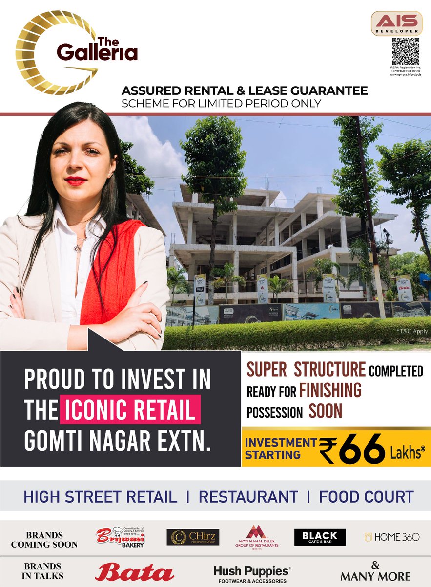 ais_developer's tweet image. Proud to invest in The Galleria — truly the best commercial project in Lucknow. A perfect blend of location, modern infra design, &amp;amp; returns.
✔Few Units Left,
✔High Street Commercial
✔Super Structure Completed
✔Gomti Nagar Extn. Sect-4.
📞: 9305202010

#ais_developer