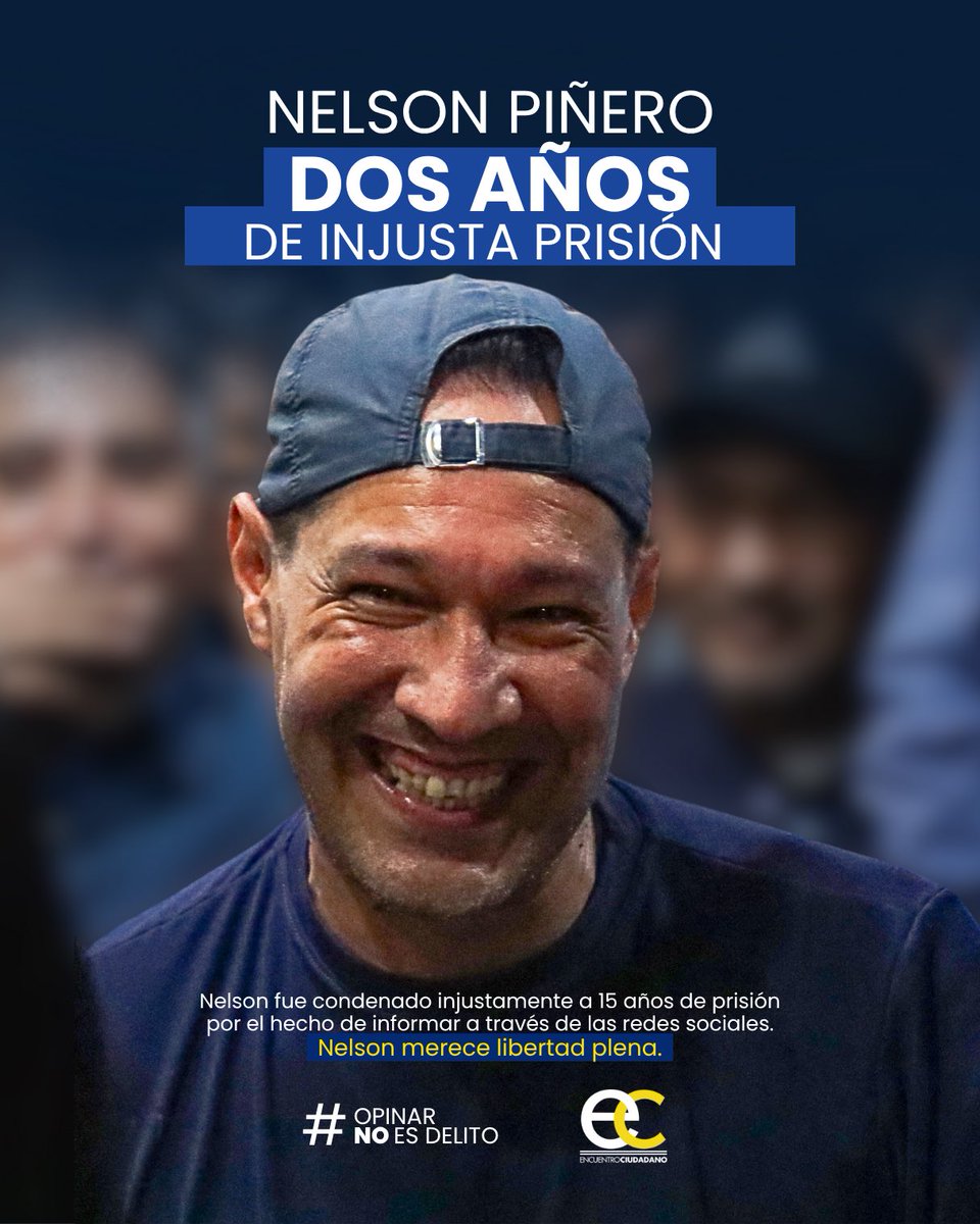 Hoy se cumplen dos años de la injusta detención de nuestro dirigente, Nelson Piñero, privado de su libertad de manera arbitraria por ejercer un derecho fundamental: expresar sus opiniones.

A esta grave violación de sus derechos humanos se suma que, en febrero de este año, Nelson