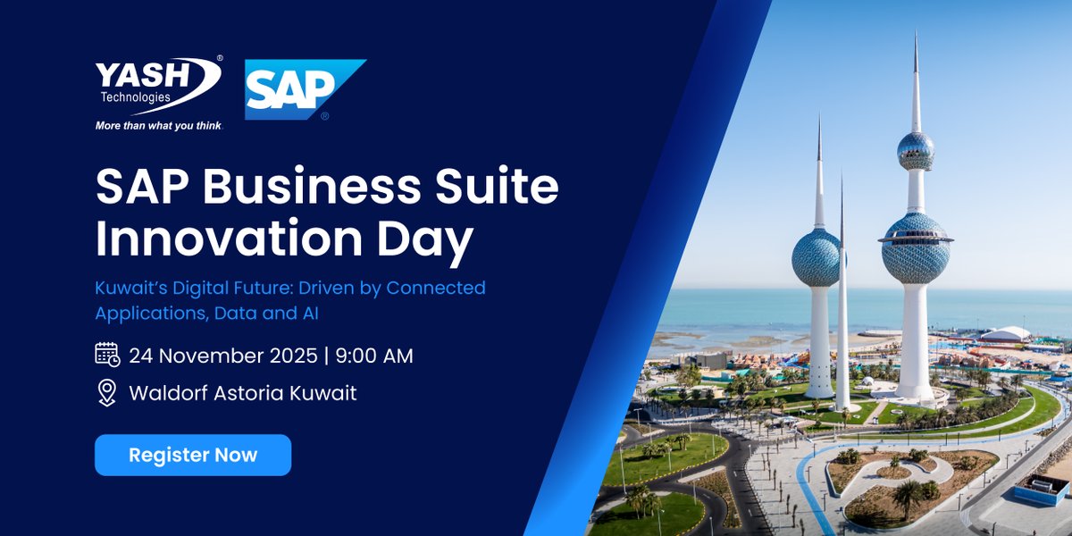 YASH_MiddleEast's tweet image. Join us as we spotlight how AI-powered @SAP solutions and the SAP Business Data Cloud are redefining the future of enterprises across the region. 

See you there!

🔗 events.sap.com/kw-sap-busines…