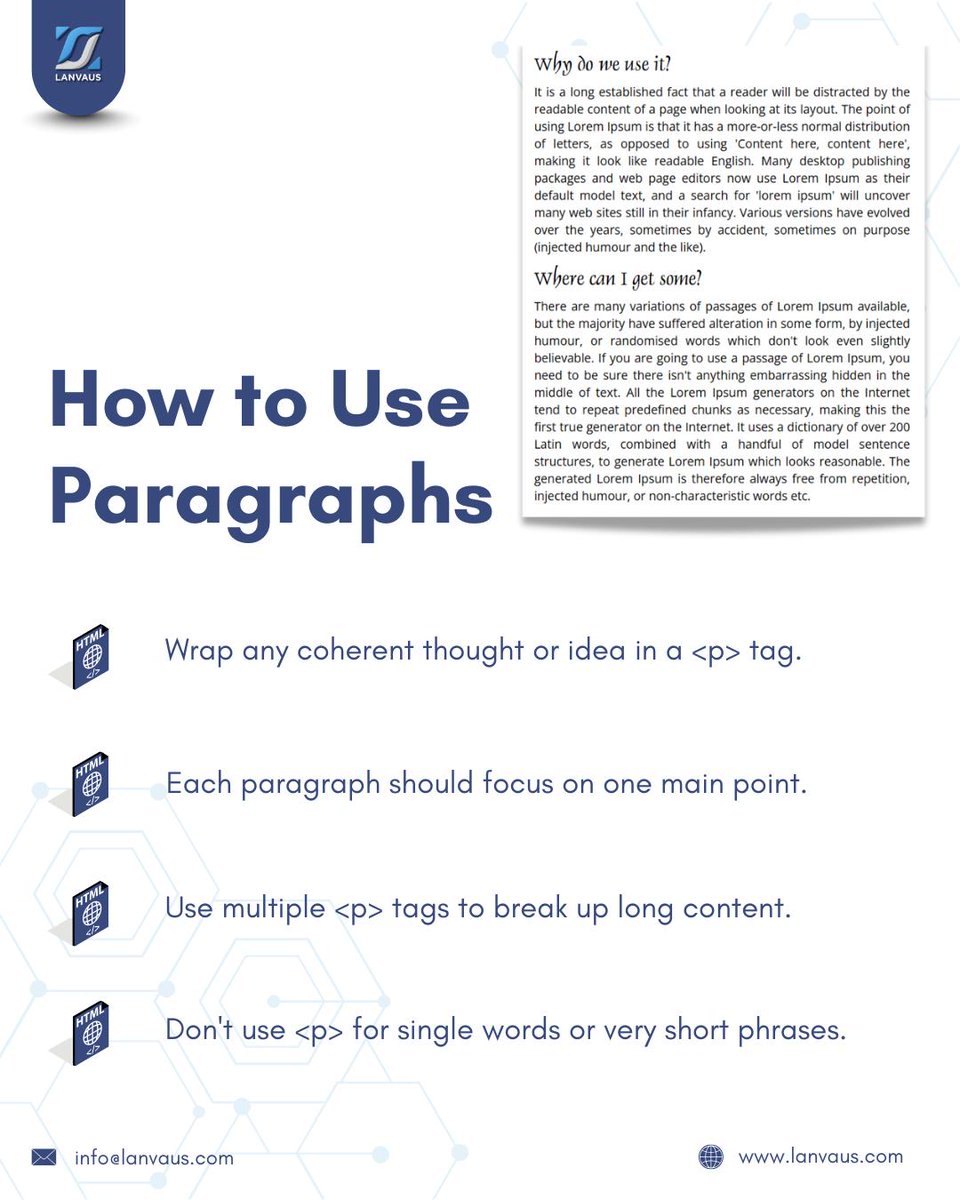 lanvaus's tweet image. The &amp;lt;p&amp;gt; tag is simple but powerful—it turns a string of words into a structured, readable block.

What&apos;s the longest paragraph you&apos;ve ever written? 📝

Follow @lanvaus for more HTML updates!

#HTML #Paragraph #webcontentdevelopment  #Coding  #lanvaus #htmltags #paragraphtags