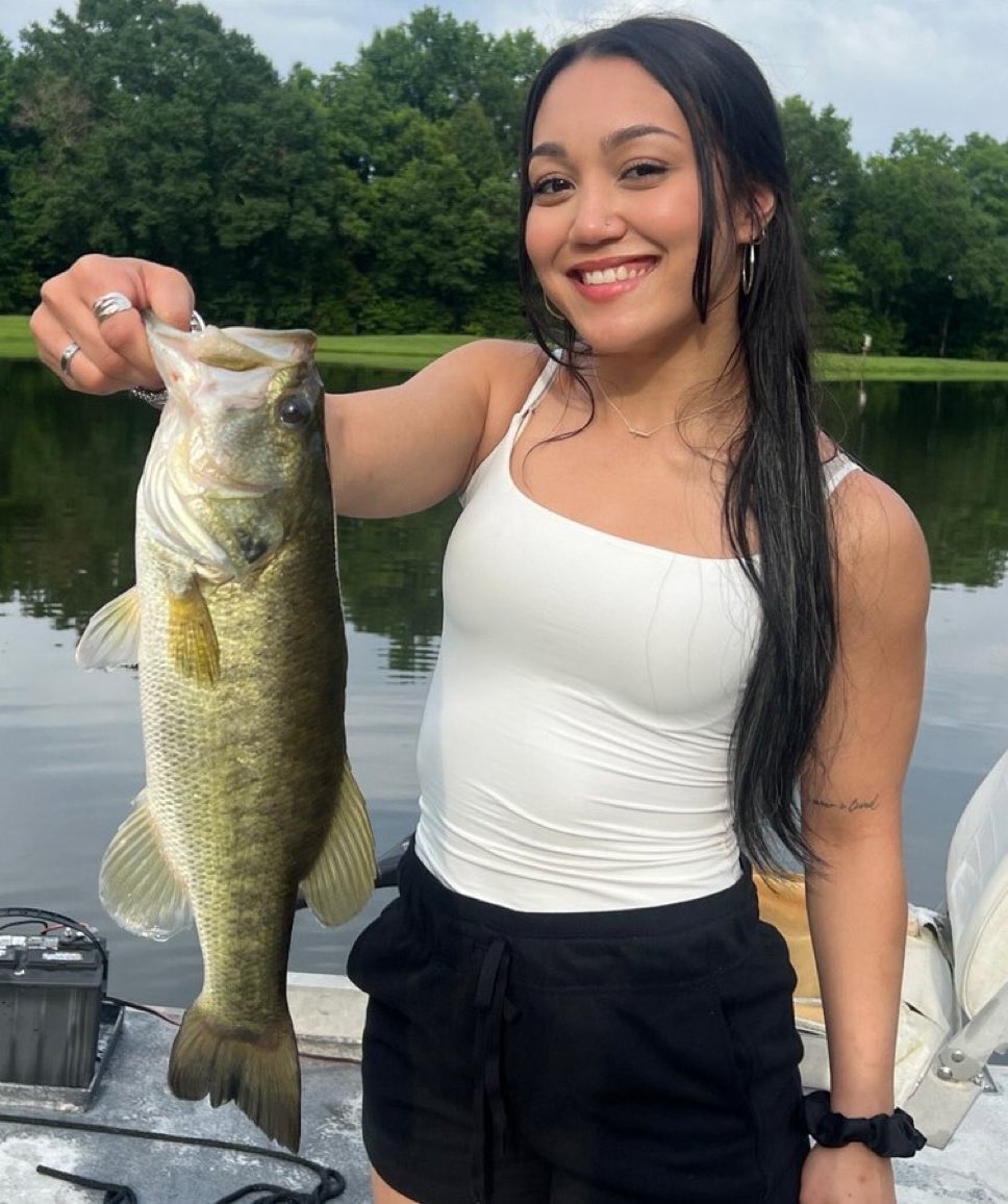 DolledVirtuosa's tweet image. &quot;A nice relaxing time fishing and it looks shocked to see the next world champion.

Please dont mention how the fish is almost the same size as my head and torso 😭&quot;