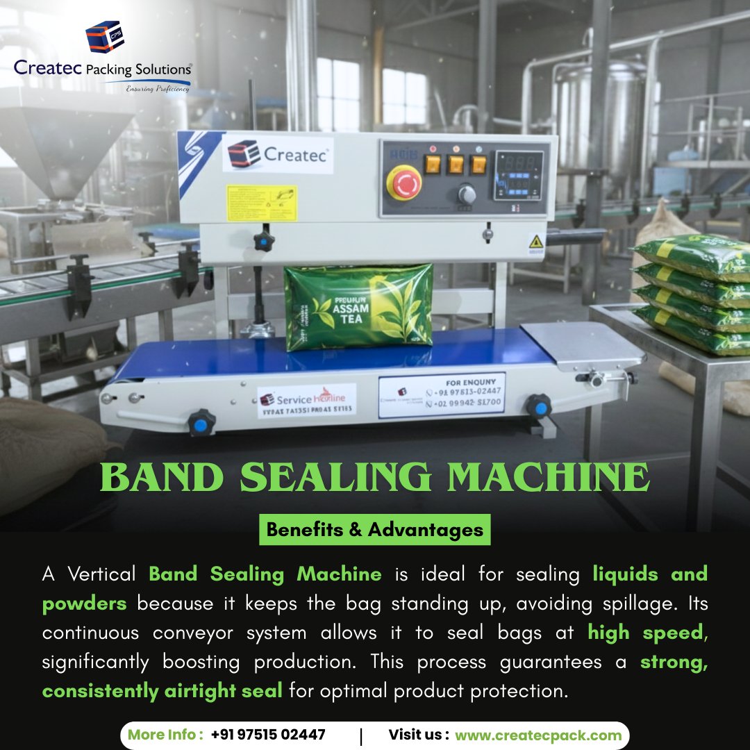 CreatecPacking's tweet image. Perfect sealing for #Tea Powder Stand-Up Pouches! 🍵✨
Our Band Sealing Machine ensures strong, airtight and hygienic sealing for all food packaging industries.

#PouchSealingMachine #TeaPacking #FactoryAutomation #HighSpeedSealing #QualityPackaging #bandsealingmachine