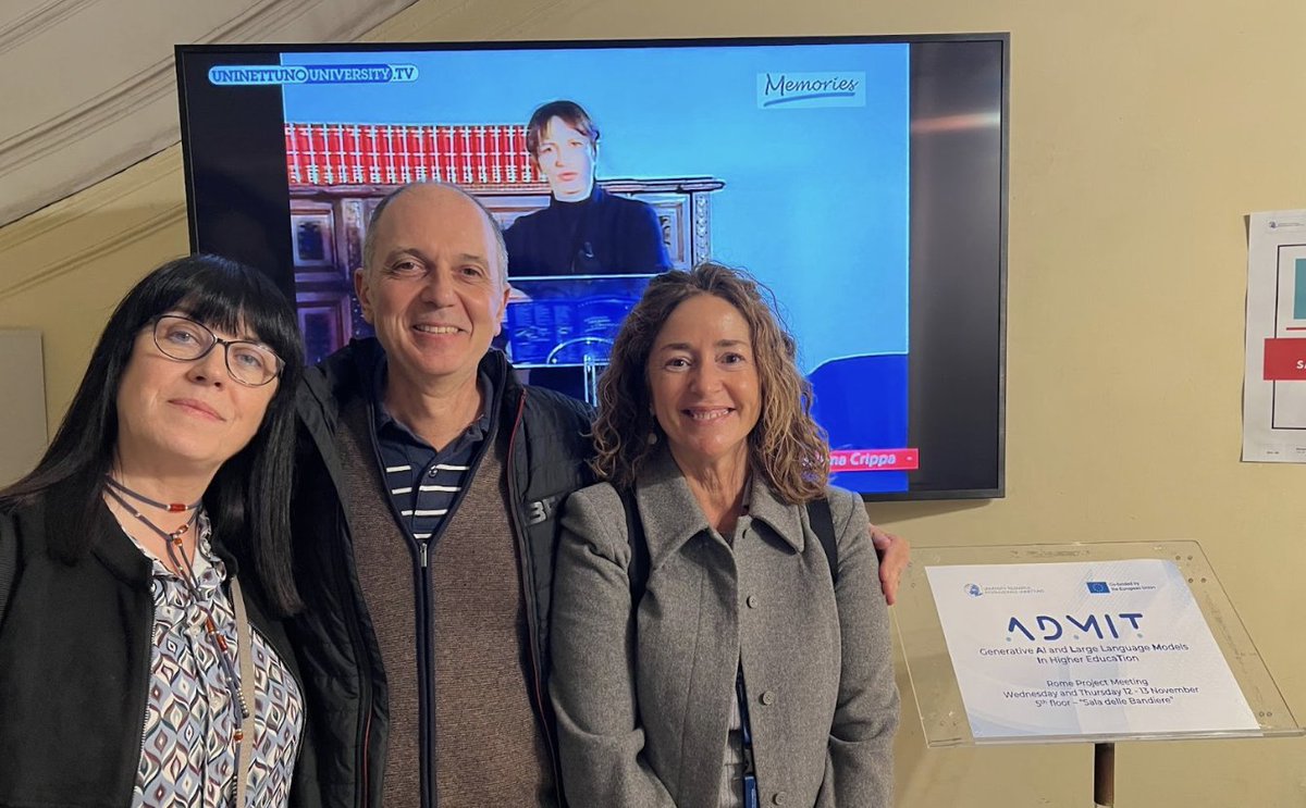 edulabTIC's tweet image. 👩‍💼#Edulab researchers @louguardia, @mmaina, @ncabreralanzo and Ludovica Fanni Participate in ADMIT Project Meeting in Rome

🔍 Learn more: edulab.uoc.edu/en/2025/11/21/…
⭐️ #ADMIT website: admit.eadtu.eu

#resarchUOC #LLMs #AI #HE