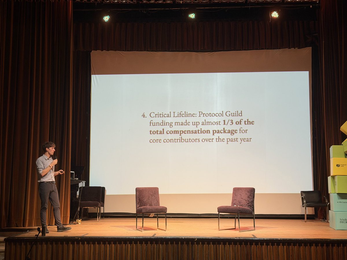 ProtocolGuild's tweet image. From yesterday&apos;s talk at Schelling Point, @trent_vanepps shared the realities of undercompensation for core developers (and what we can do about it)