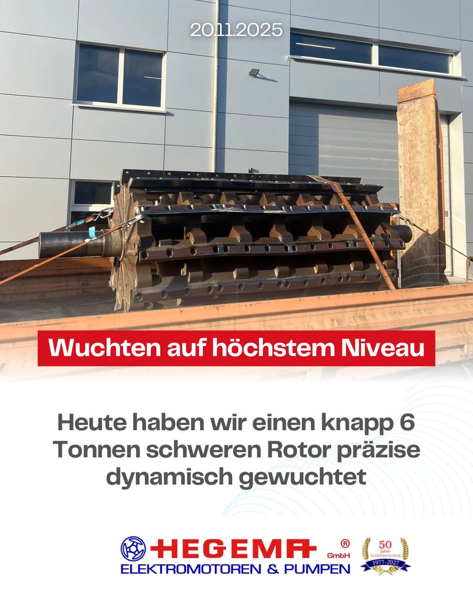 hegema_gmbh's tweet image. Heute stand ein echtes Schwergewicht bei uns auf der Maschine: Ein Rotor mit fast 6 Tonnen, den wir dynamisch gewuchtet haben 🔧⚙️

#rotor #wuchten #dynamik #hegema #job