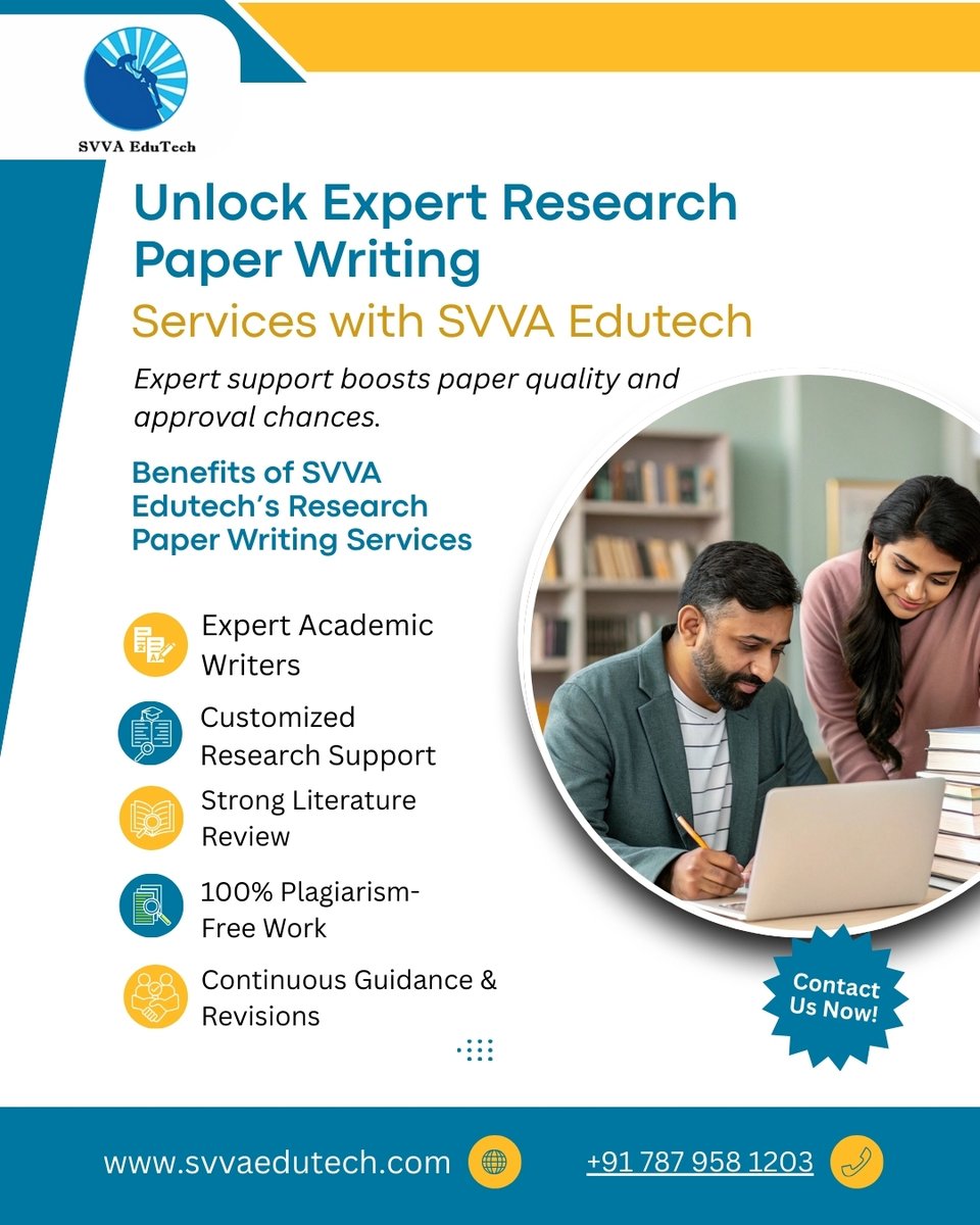 svvaedutech's tweet image. Unlock Expert Research Paper Writing Services with SVVA Edutech

svvaedutech.com
svvaedutech@gmail.com
wa.me/+917517516155

#svvaedutech #ResearchPaperHelp #AcademicWriting #ThesisWriting #ExpertWriters #PlagiarismFree #QualityResearch #Researchpaperwriting