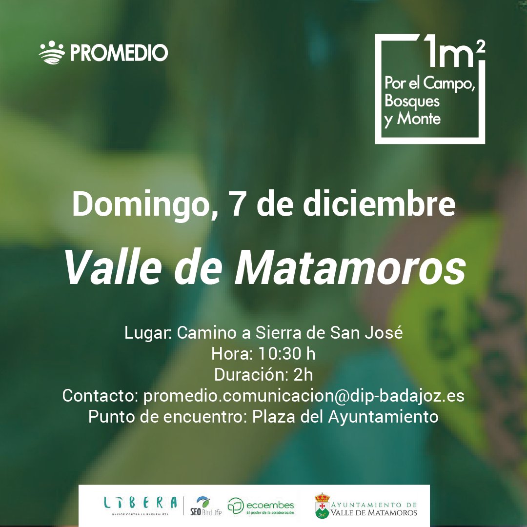 PromedioBadajoz's tweet image. ¡Ya está aquí una nueva edición de #1m2! 
Libera a la naturaleza de basura dispersa en estas tres jornadas que hemos preparado en Los Guadalperales, Valle de Matamotos y Valle de la Serena.

En colaboración con #ProyectoLibera, @ecoembes , @SEO_BirdLife y los ayuntamientos.