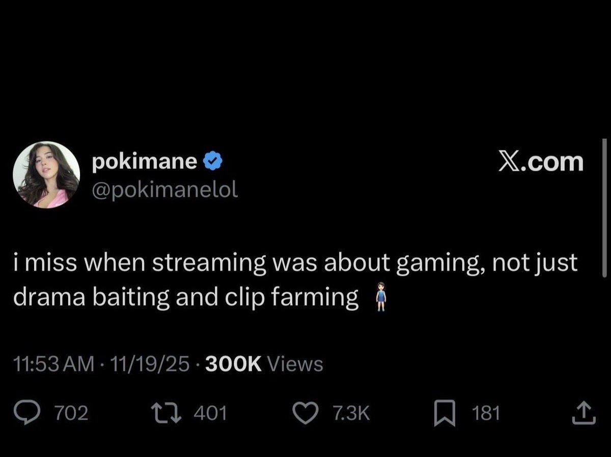 Awk20000's tweet photo. Pokimane has deleted her viral tweet about modern day streaming culture https://t.co/ZNlbEzwnP4